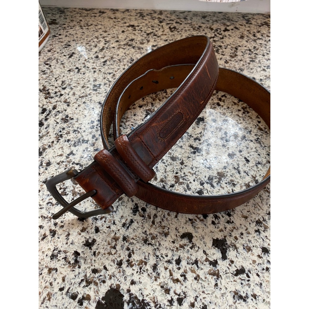 Vintage Columbia Distressed Brown Genuine Leather Belt Size 40 Gorpcore Workwear